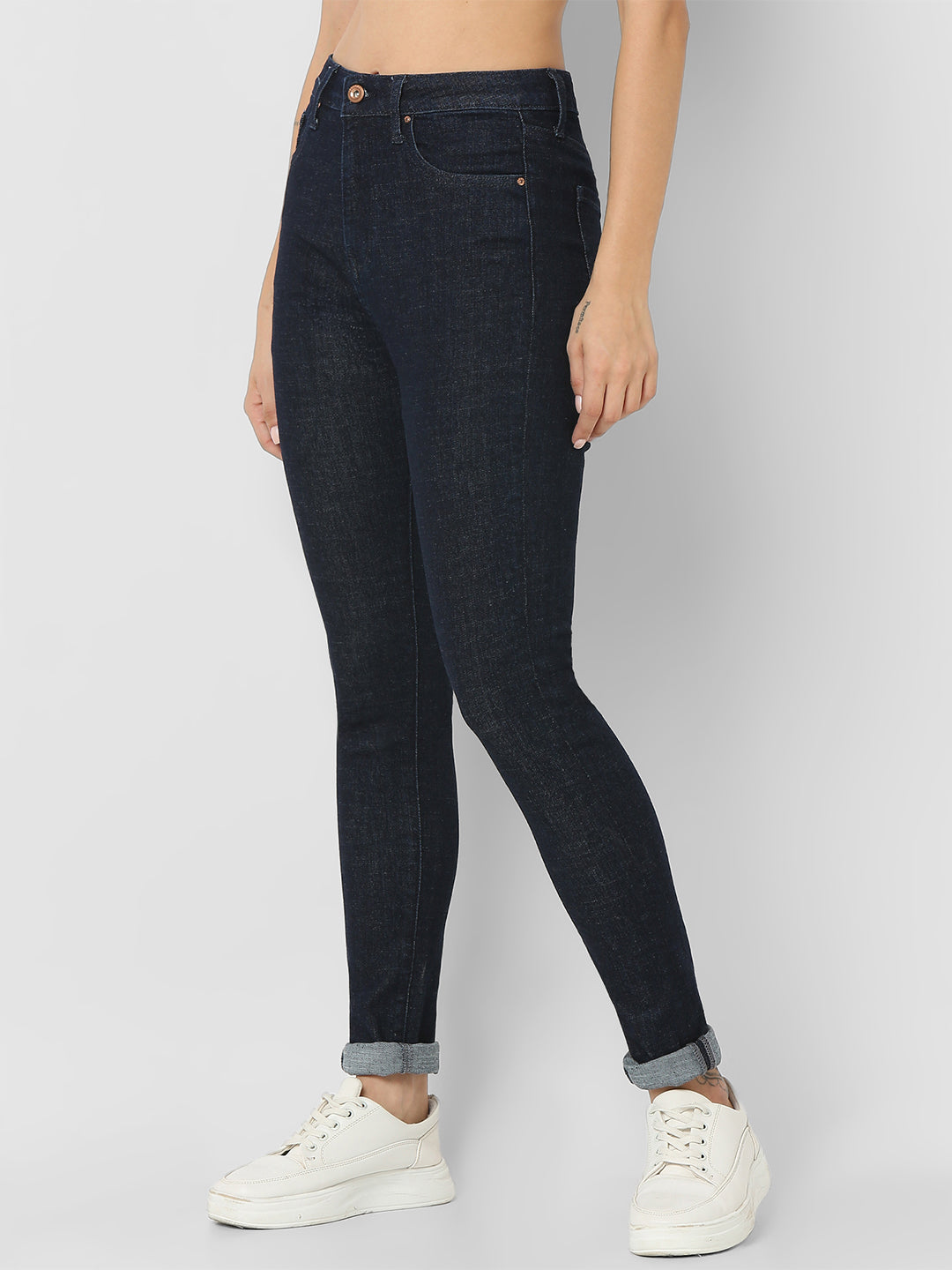 Spykar Dark Blue High Rise Skinny Fit Casual Jeans For Women