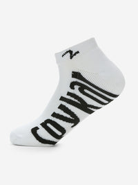 Pack Of 2 White Black Solid Mens Ankle Length Socks