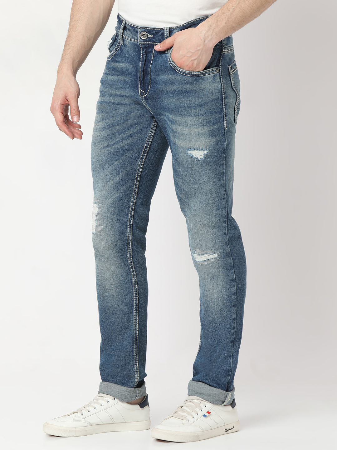 Men Jeans Skinny Fit Blue Low Rise
