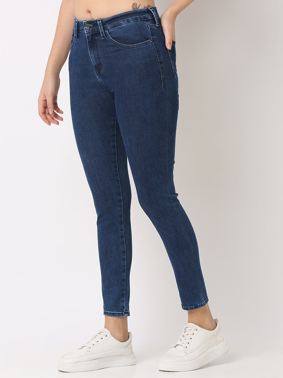 Spykar Dark Blue High Rise Jeans For Women