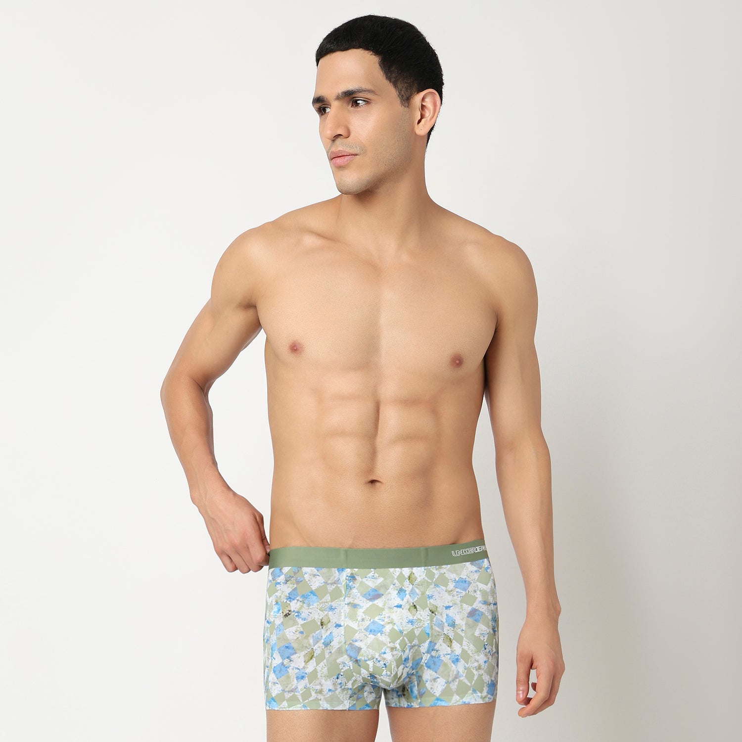 Underjeans Green Nylon Blend Trunk