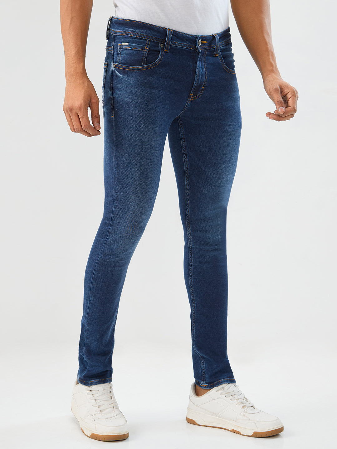 Spykar Dark Blue Slim Fit Low Rise Jeans For Men