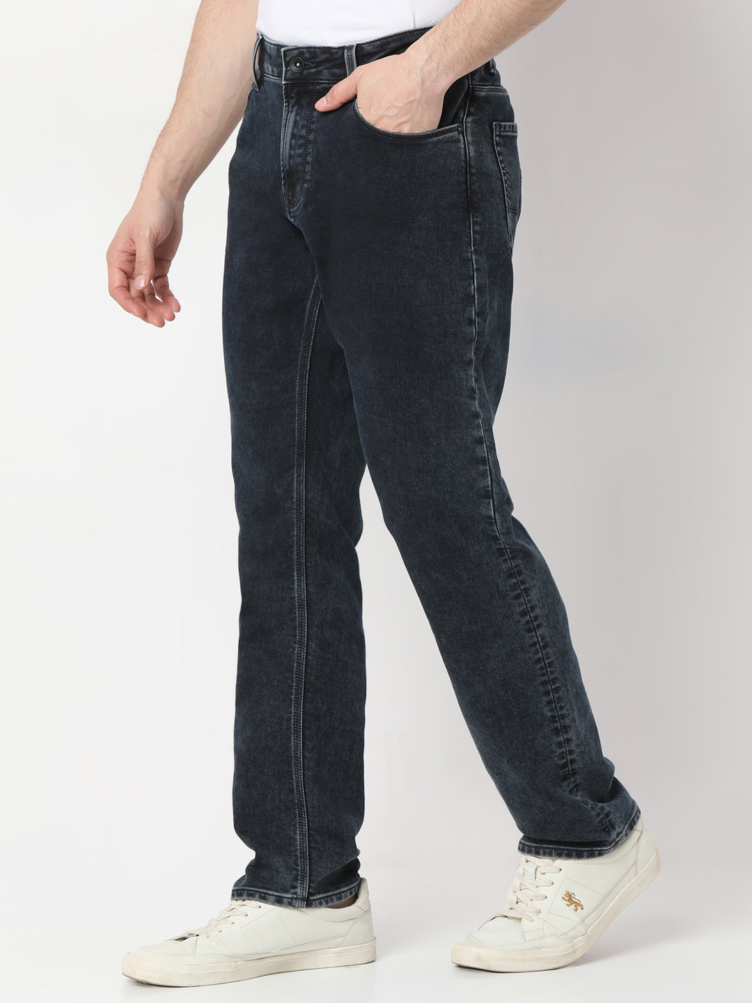 Spykar Dark Blue comfort Fit Mid Rise Jeans For Men