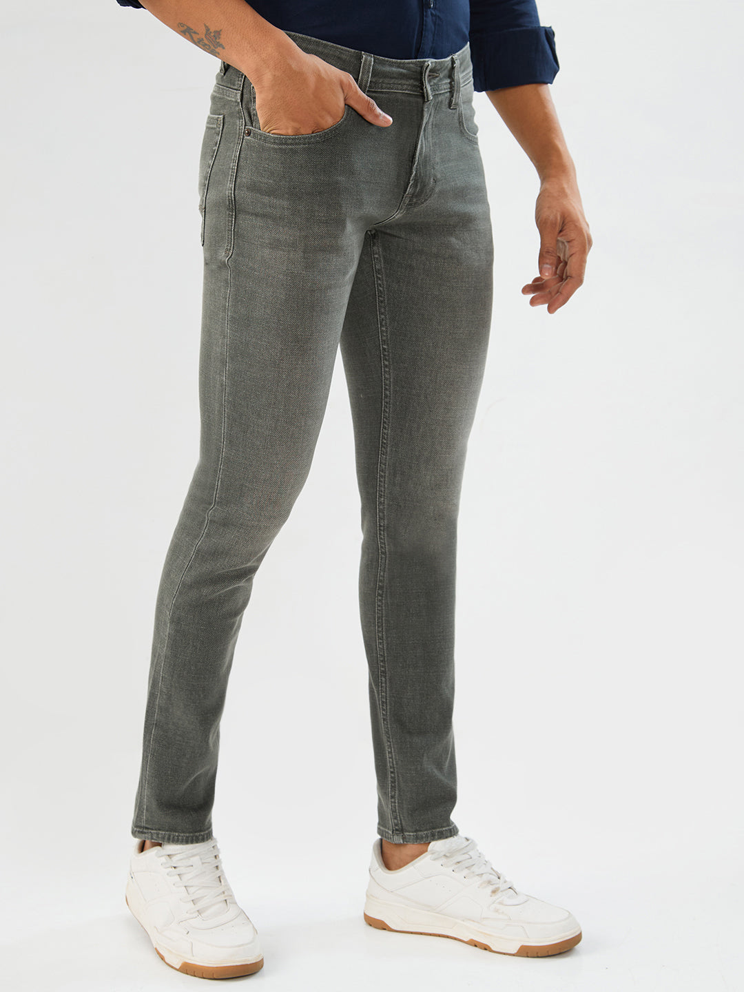 Spykar Olive Green Slim Fit Low Rise Jeans For Men