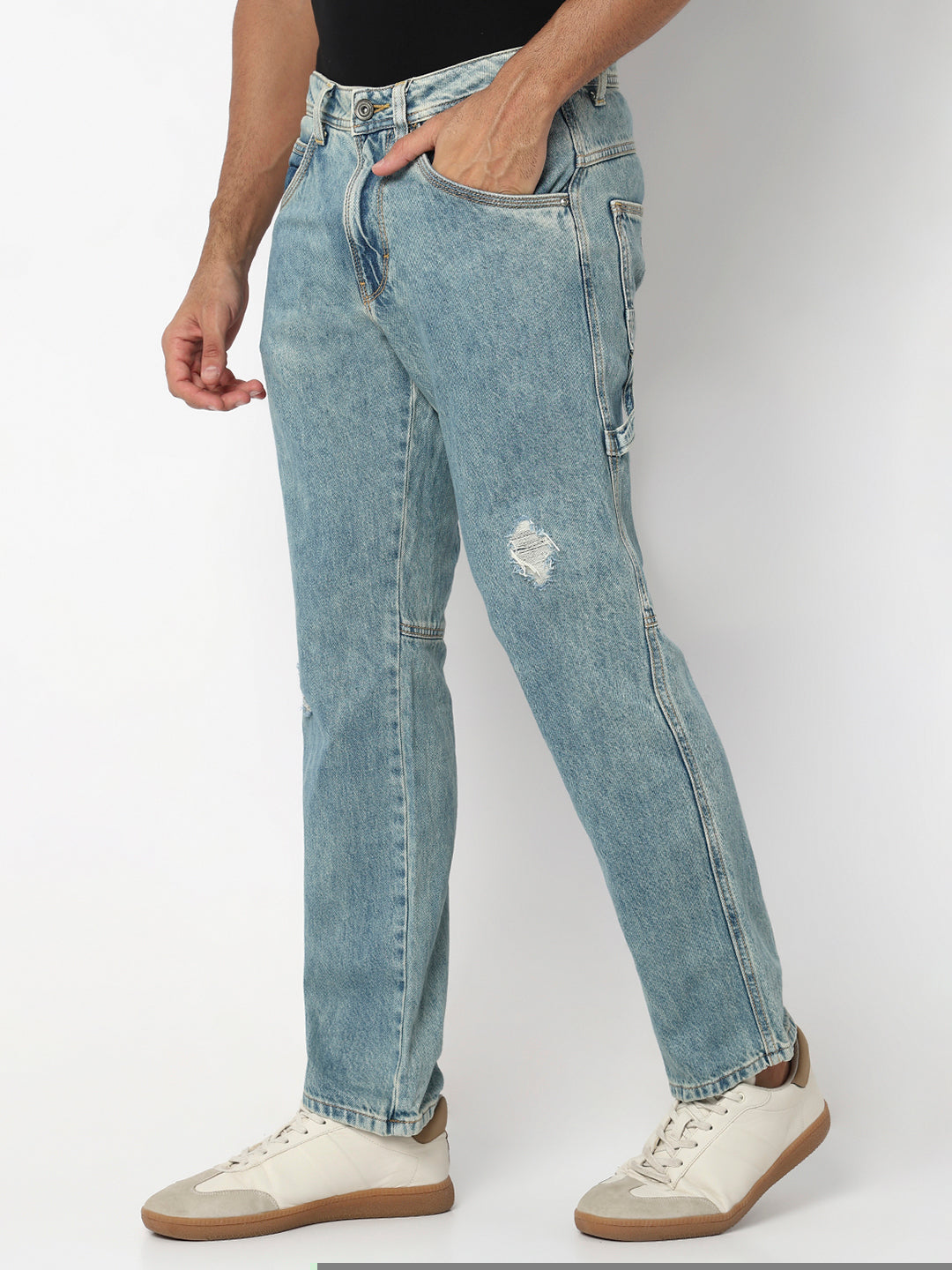 Spykar Mid Blue Mid Rise Comfort Fit Casual Jeans For Men