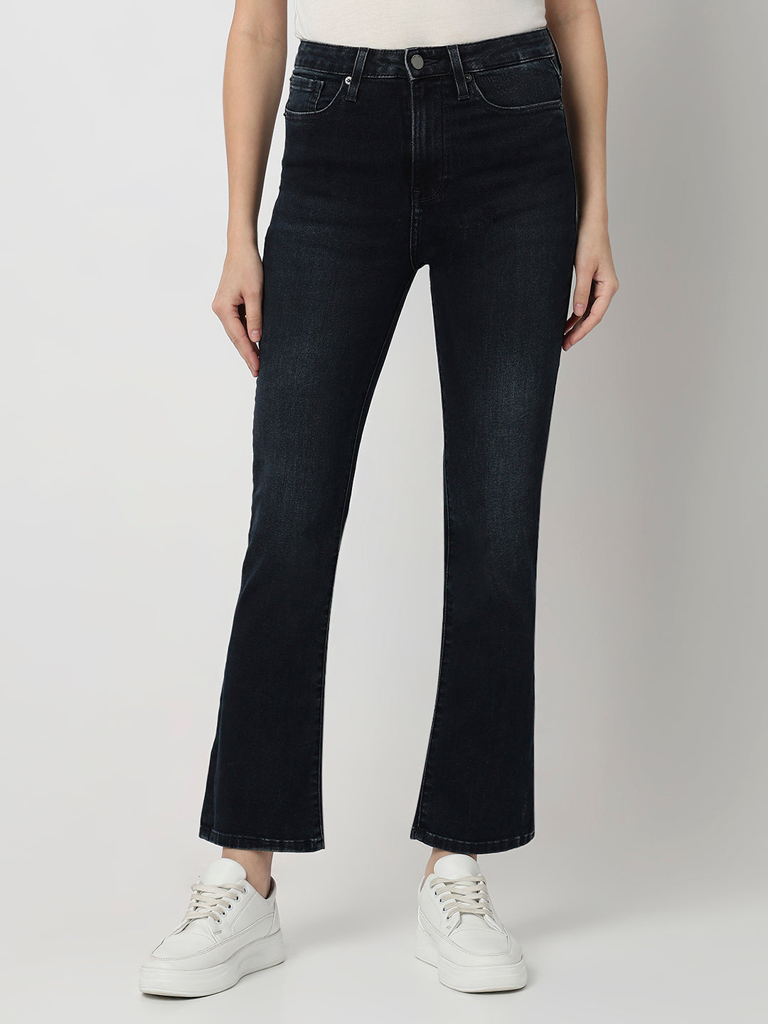 Spykar Dark Indigo High Rise Boot Cut Fit Casual Jeans For Women