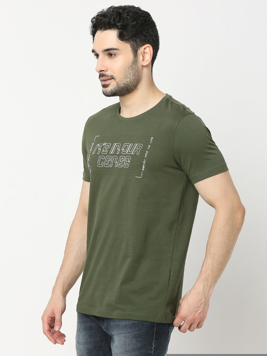 Underjeans by Spykar Men Premium Olive T-shirt