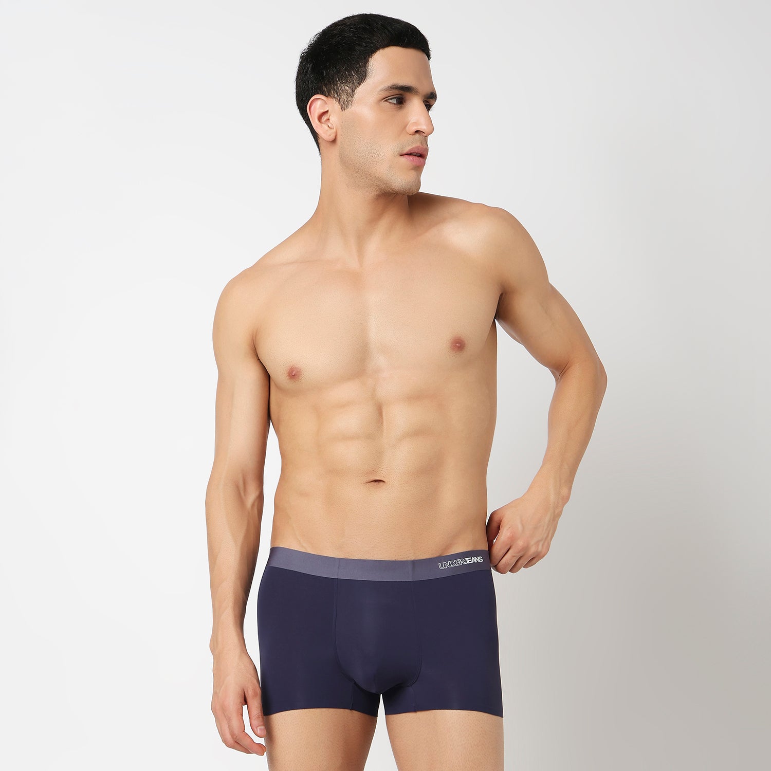 Underjeans Navy Nylon Blend Trunk