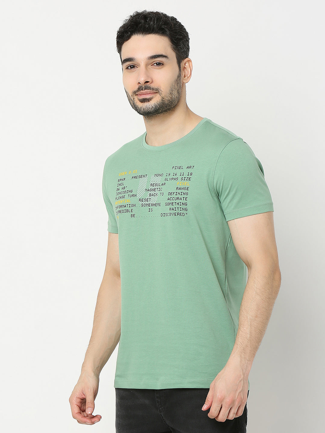 Underjeans by Spykar Men Premium Green T-shirt