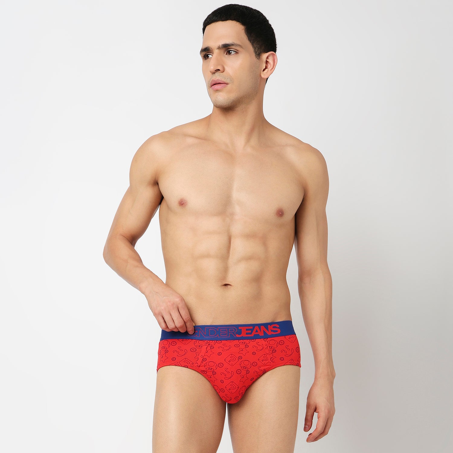 Underjeans Pack Of 2 Cotton Blend Print Mid-Rise Briefs