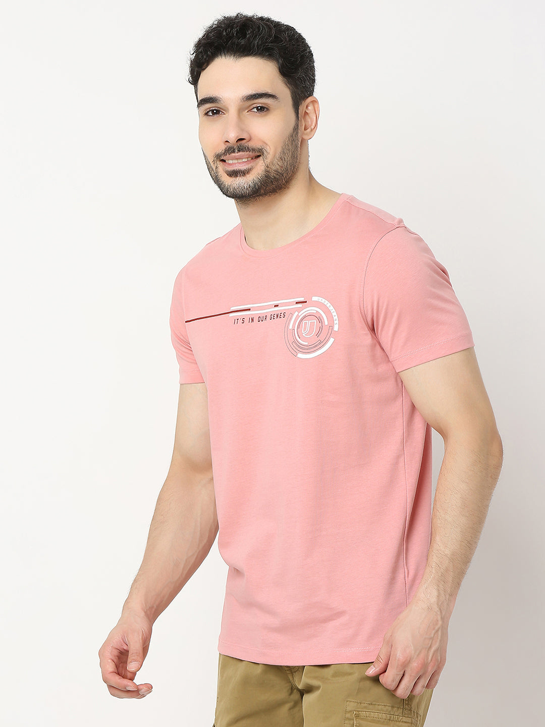 Underjeans by Spykar Men Premium Pink T-shirt