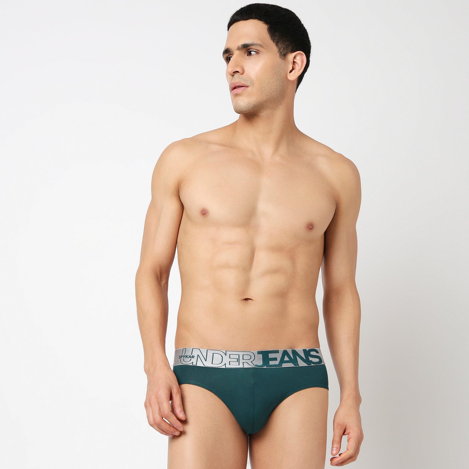 Underjeans Green Cotton Blend Brief