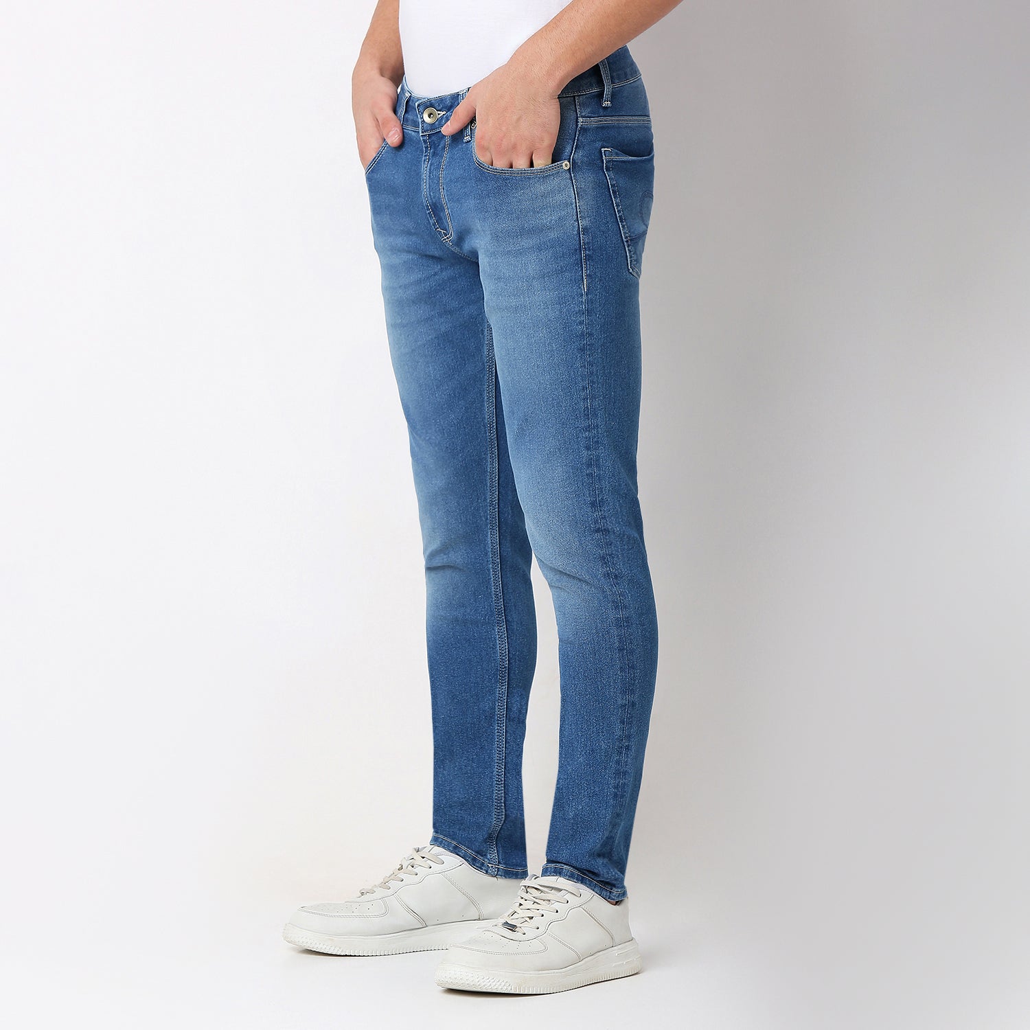 Spykar Blue Slim Fit Low Rise Jeans For Men