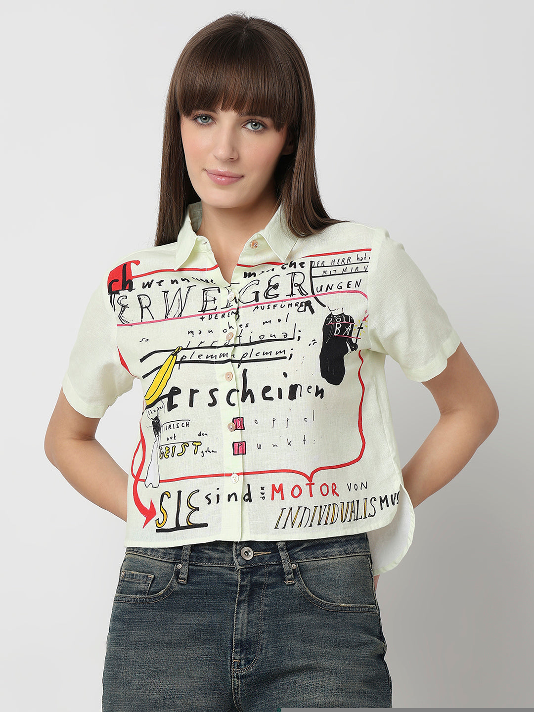 Women Ecru Regular Fit Casual Shirt