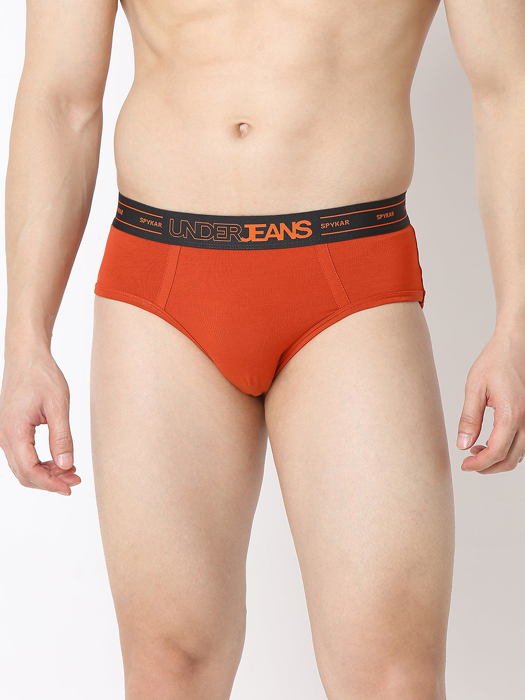 Underjeans By Spykar Men Premium Brunt Orange Brief