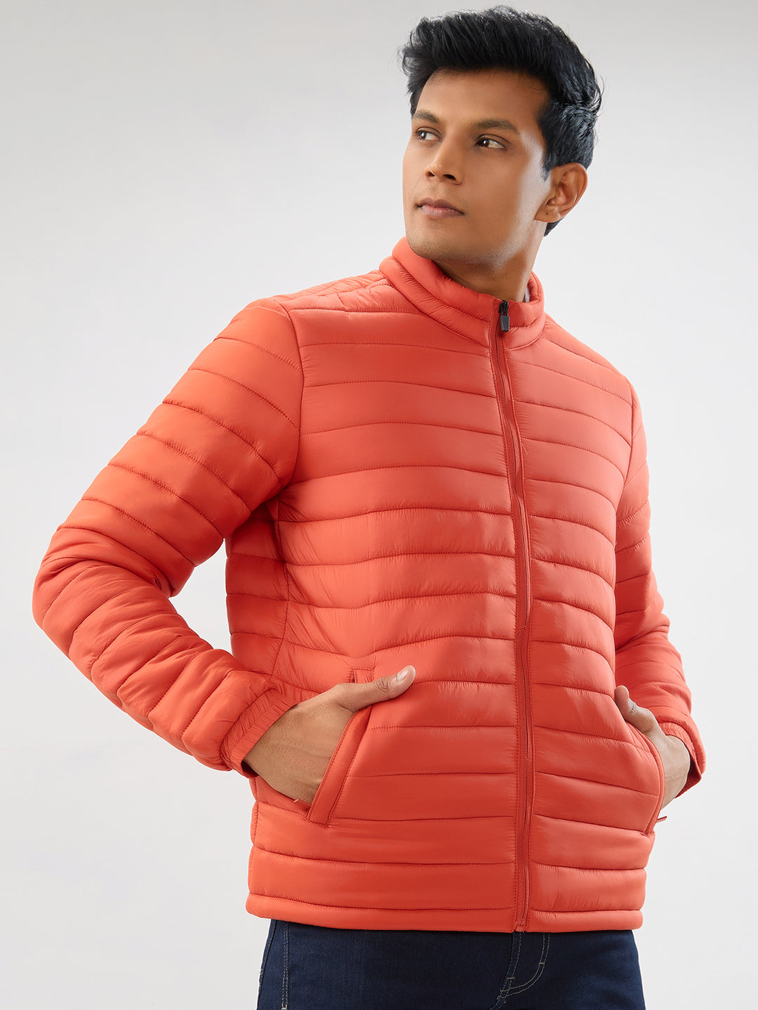 Men Jacket Rust Straight Fit