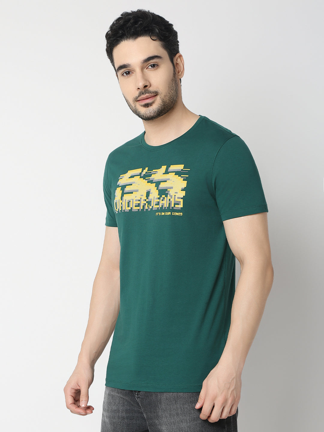 Underjeans by Spykar Men Premium Bottle Green T-Shirt