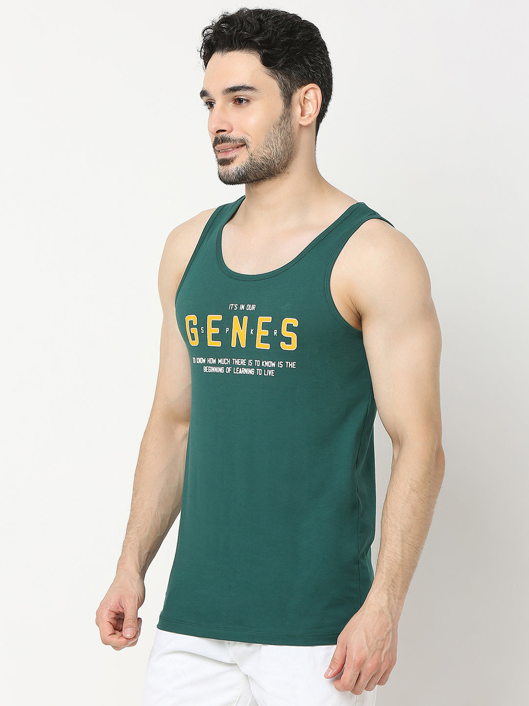 Underjeans by Spykar Men Premium Bottle Green Fashion Vest