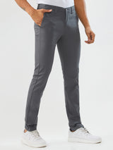Men Trouser Slim Fit Grey Mid Rise