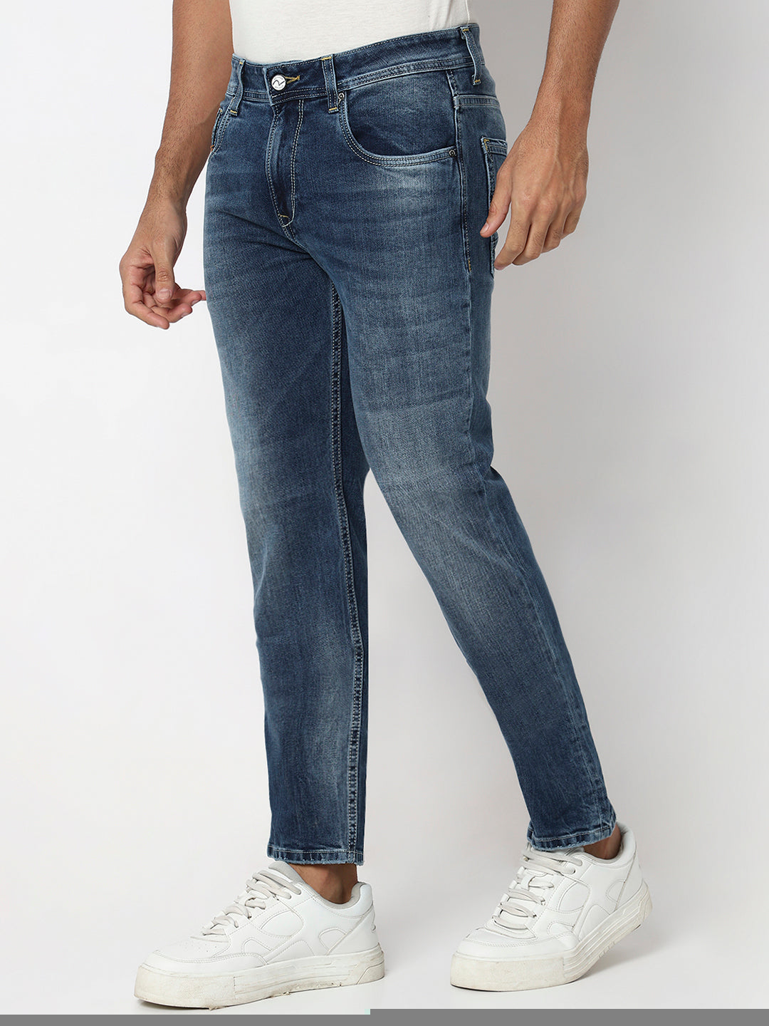 Men Jeans Comfort Fit Blue Mid Rise