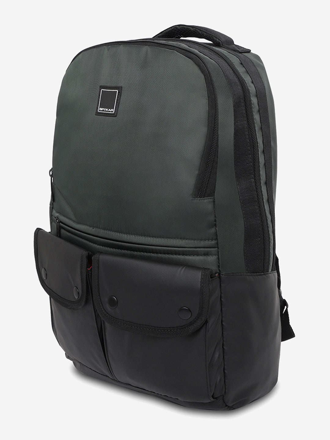 Unisex Black & Olive Polyester Backpack