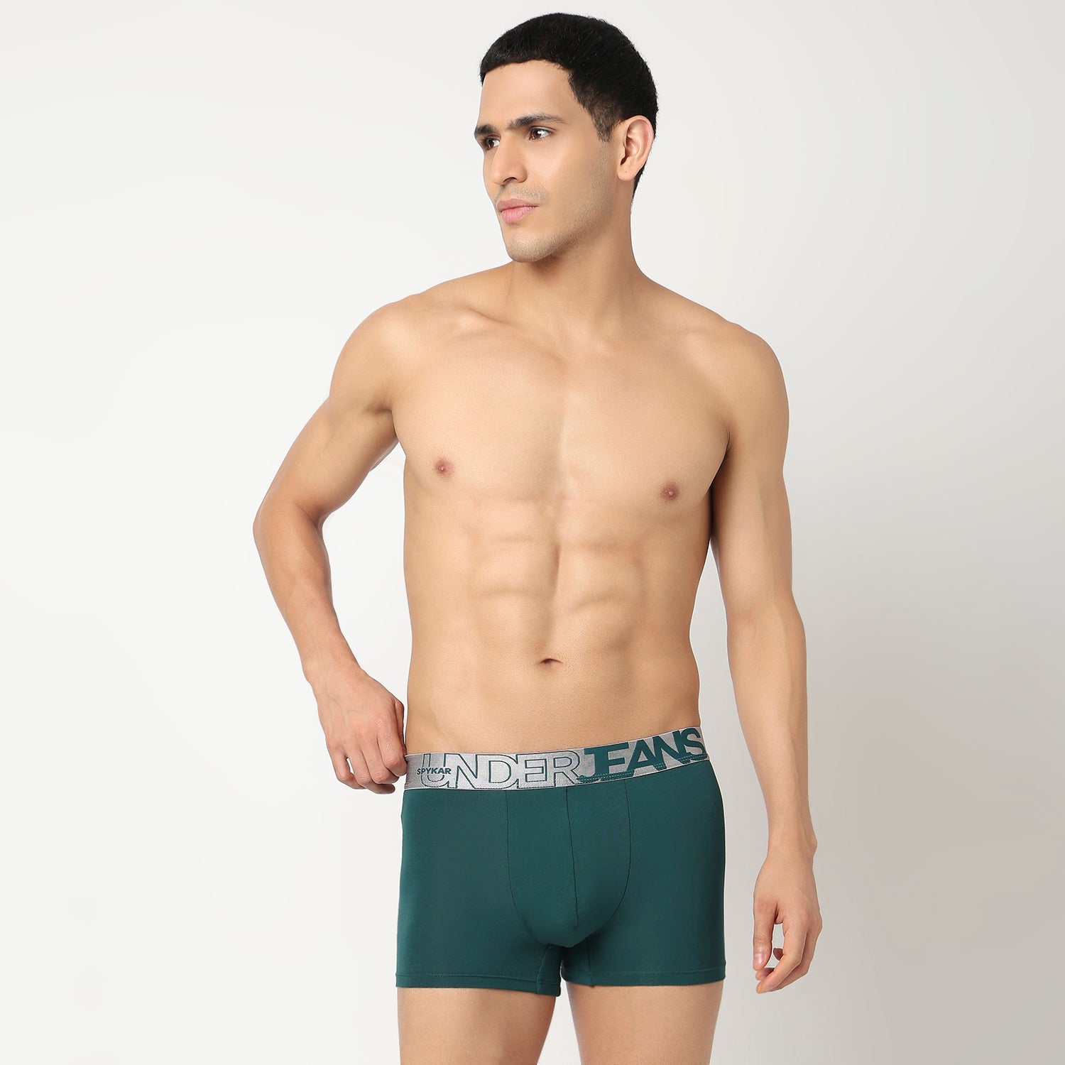 Underjeans Green Cotton Blend Trunk