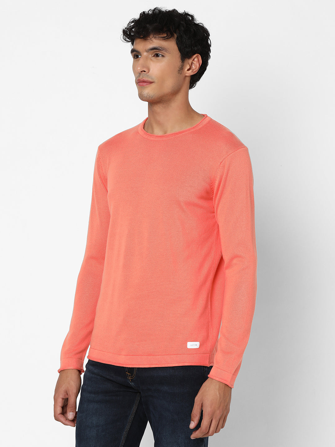 Men Coral Regular Fit Sweaters