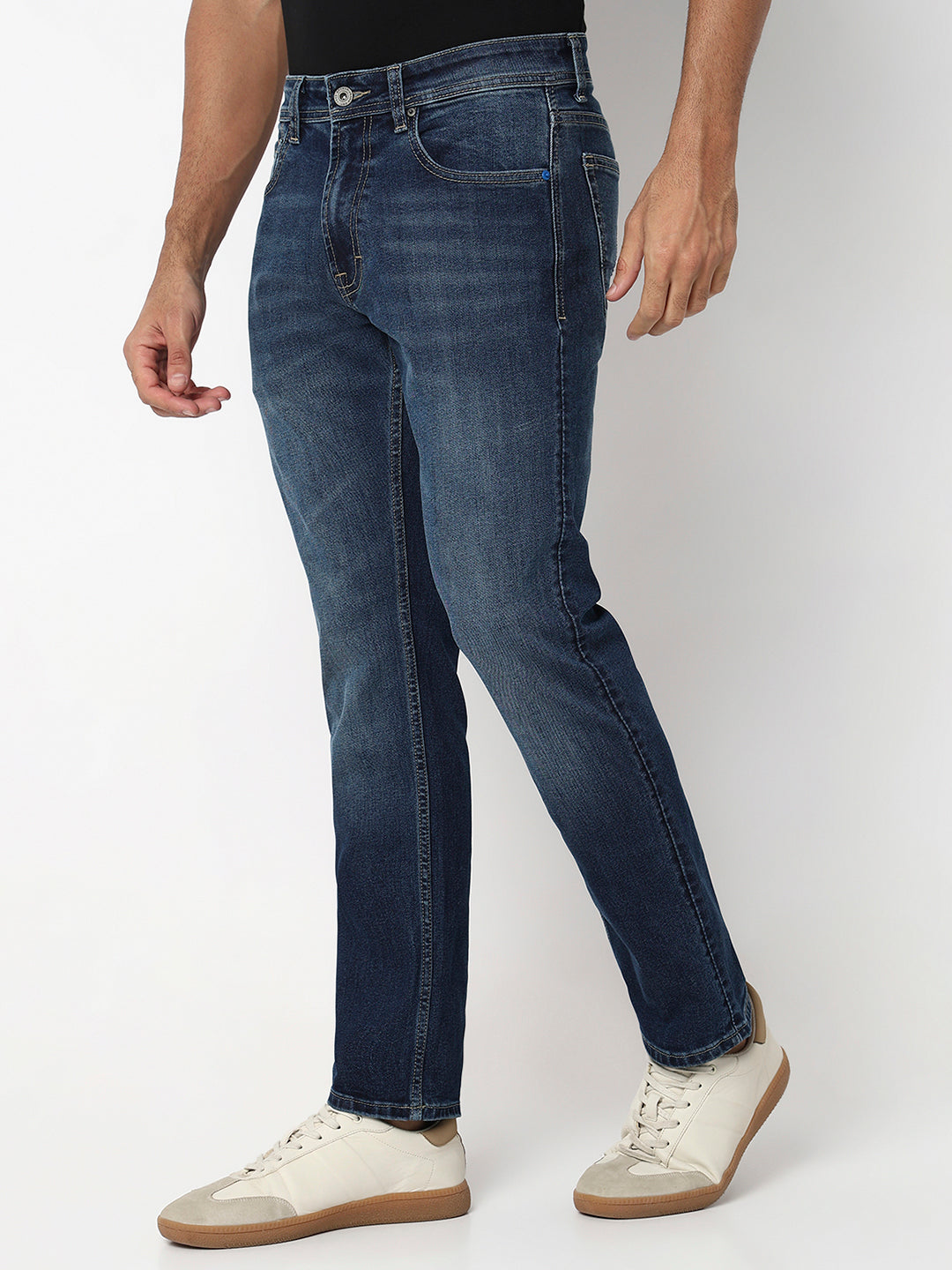 Spykar Mid Blue Mid Rise Comfort Fit Casual Jeans For Men