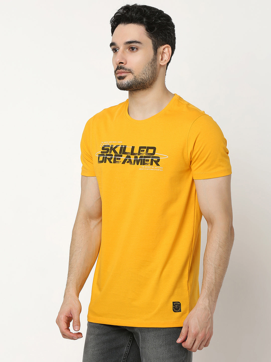 Underjeans by Spykar Men Premium Yellow T-shirt