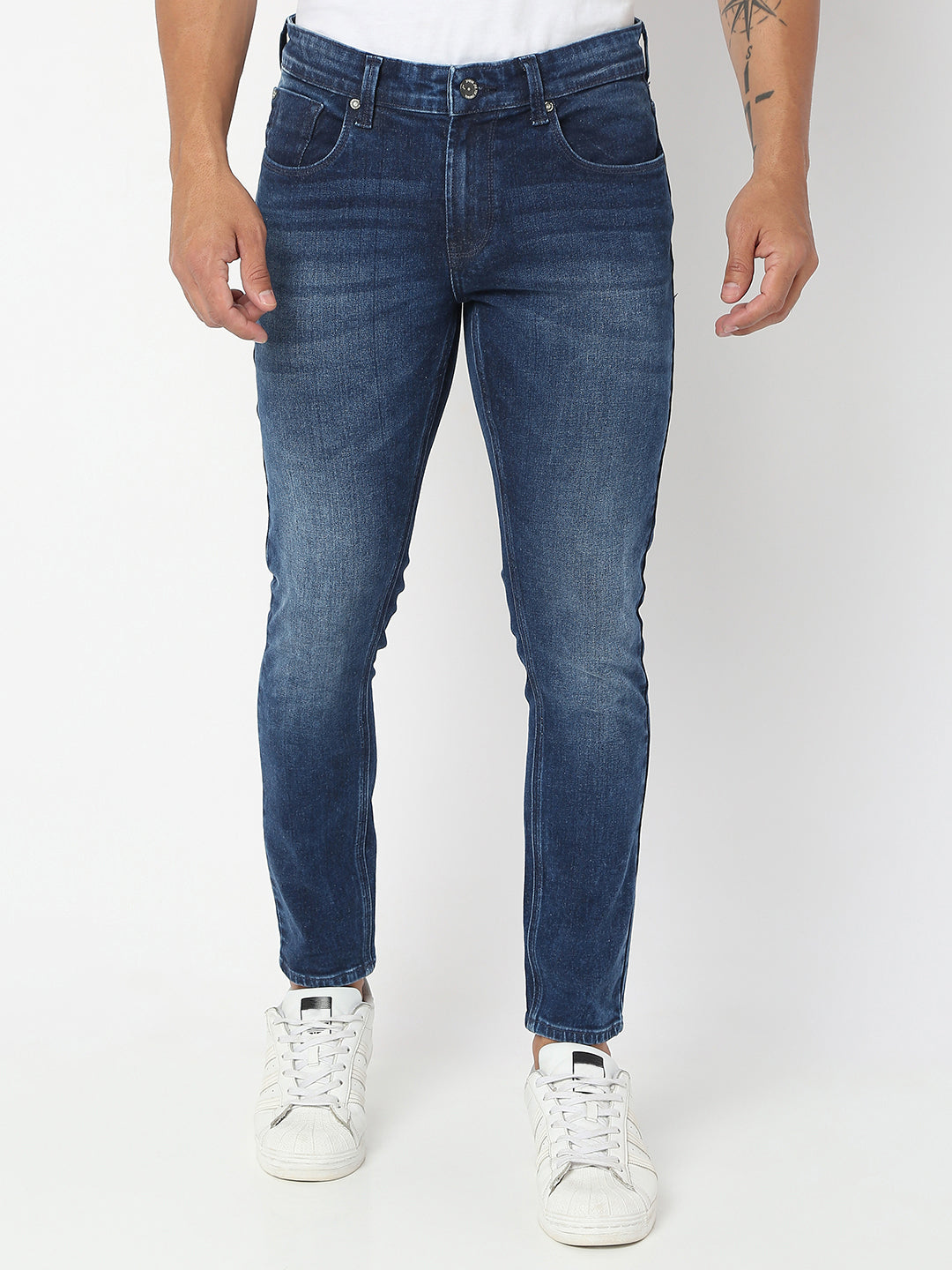 Spykar Men Dark Blue Cotton Slim Fit Tapered Length Jeans (Kano)