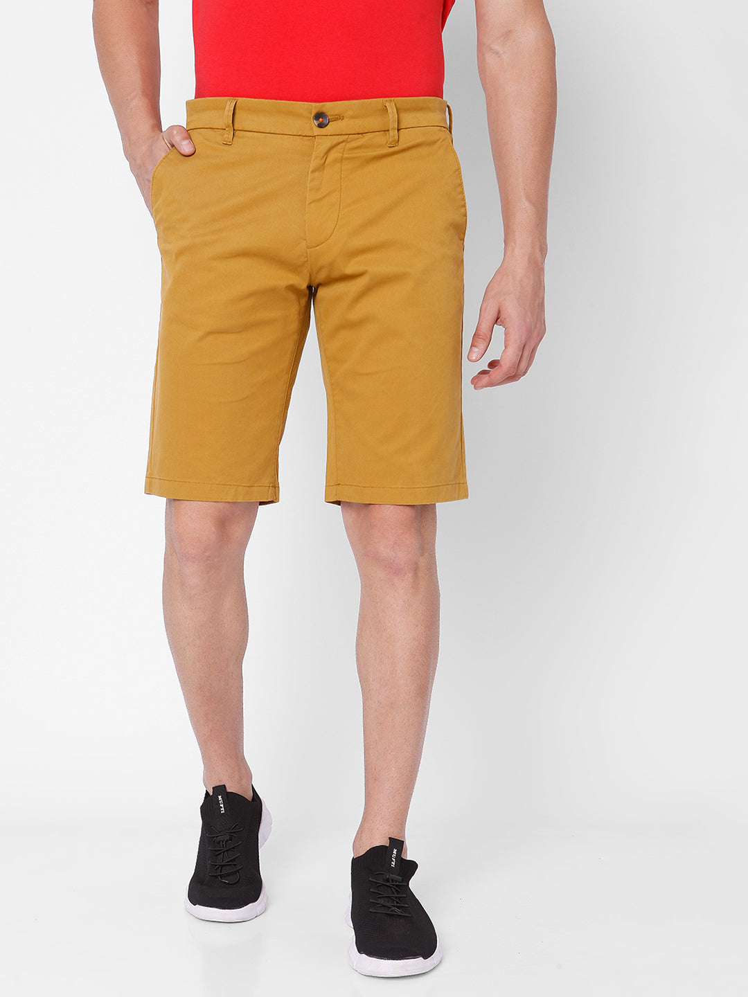 Spykar Men Brown Cotton Slim Fit Casual Shorts