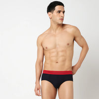 Underjeans Navy Cotton Blend Brief