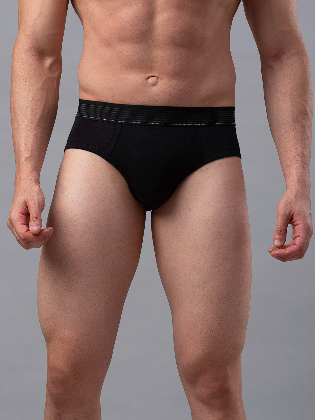 Men Premium Black Cotton Blend Brief- Underjeans By Spykar