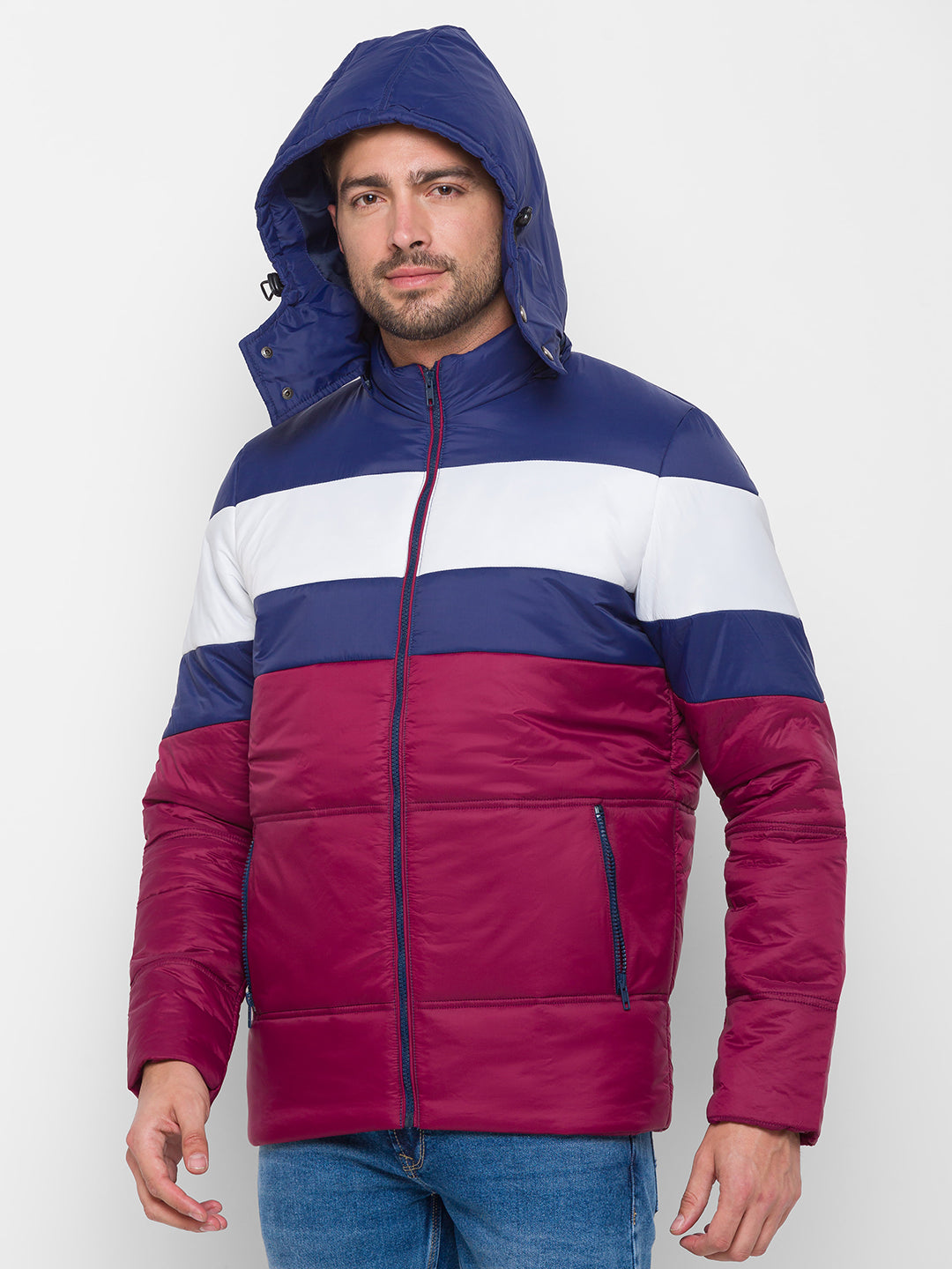 Spykar Red & Blue Polyester Regular Fit Jacket For Men