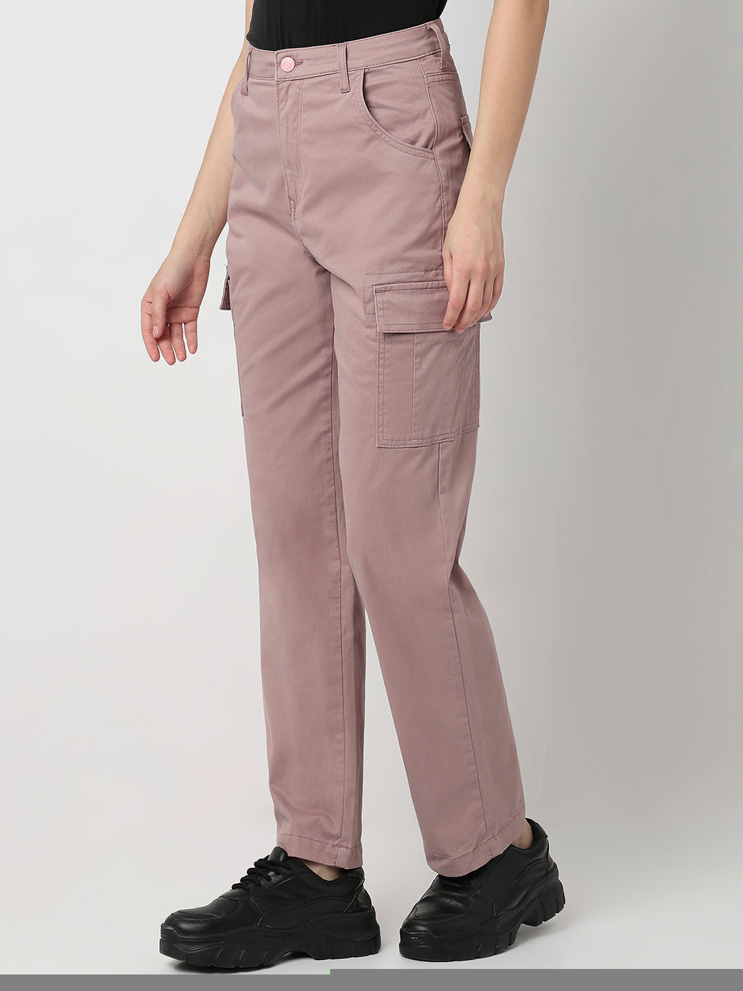 Spykar Dusty Pink High Rise Straight Fit Casual Jeans For Women