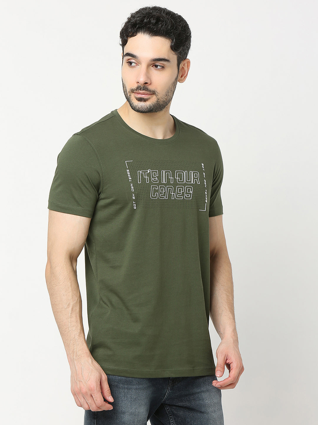 Underjeans by Spykar Men Premium Olive T-shirt