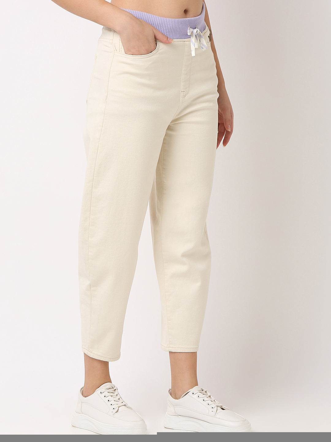 Spykar White High Rise Jeans For Women