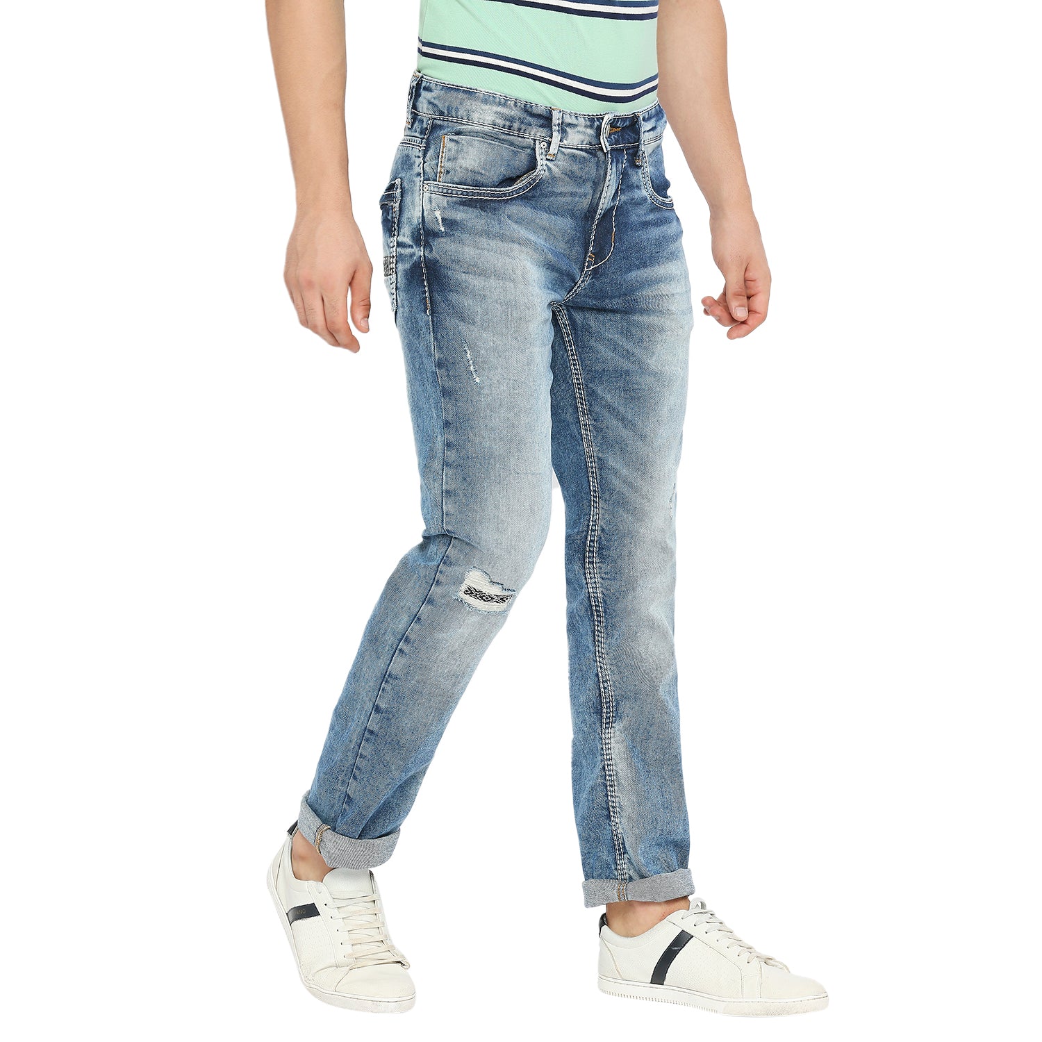 Men Rover Jeans Regular Fit Mid Blue Mid Rise