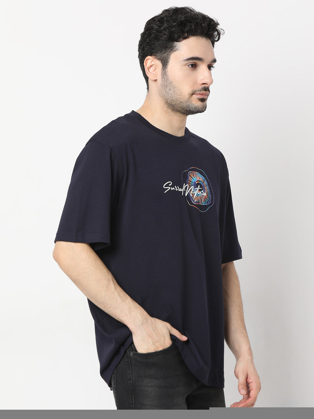 Spykar Men Navy Blue Comfort Fit T-shirt For Men