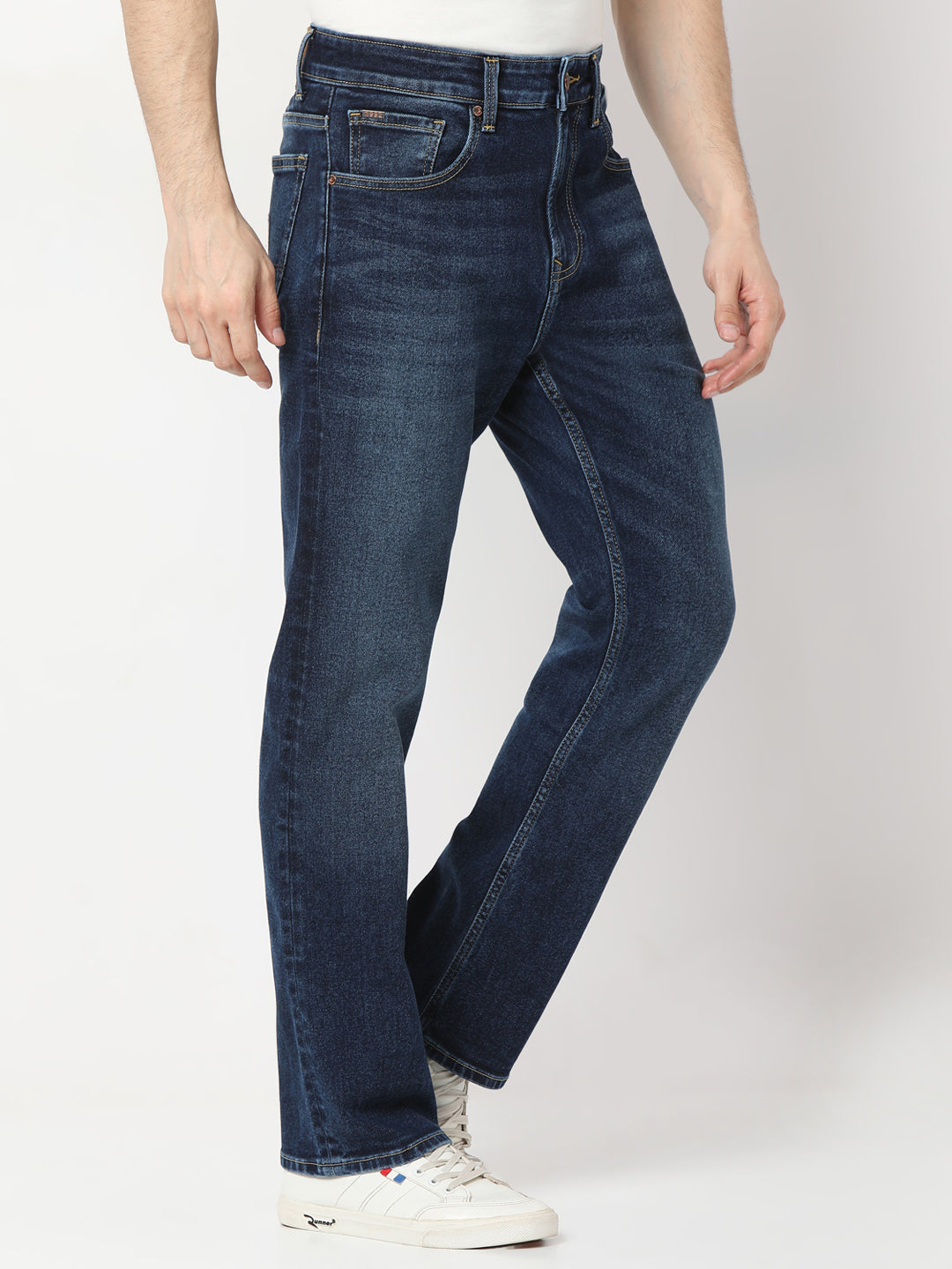 Spykar Dark Blue straight fit Jeans For Men