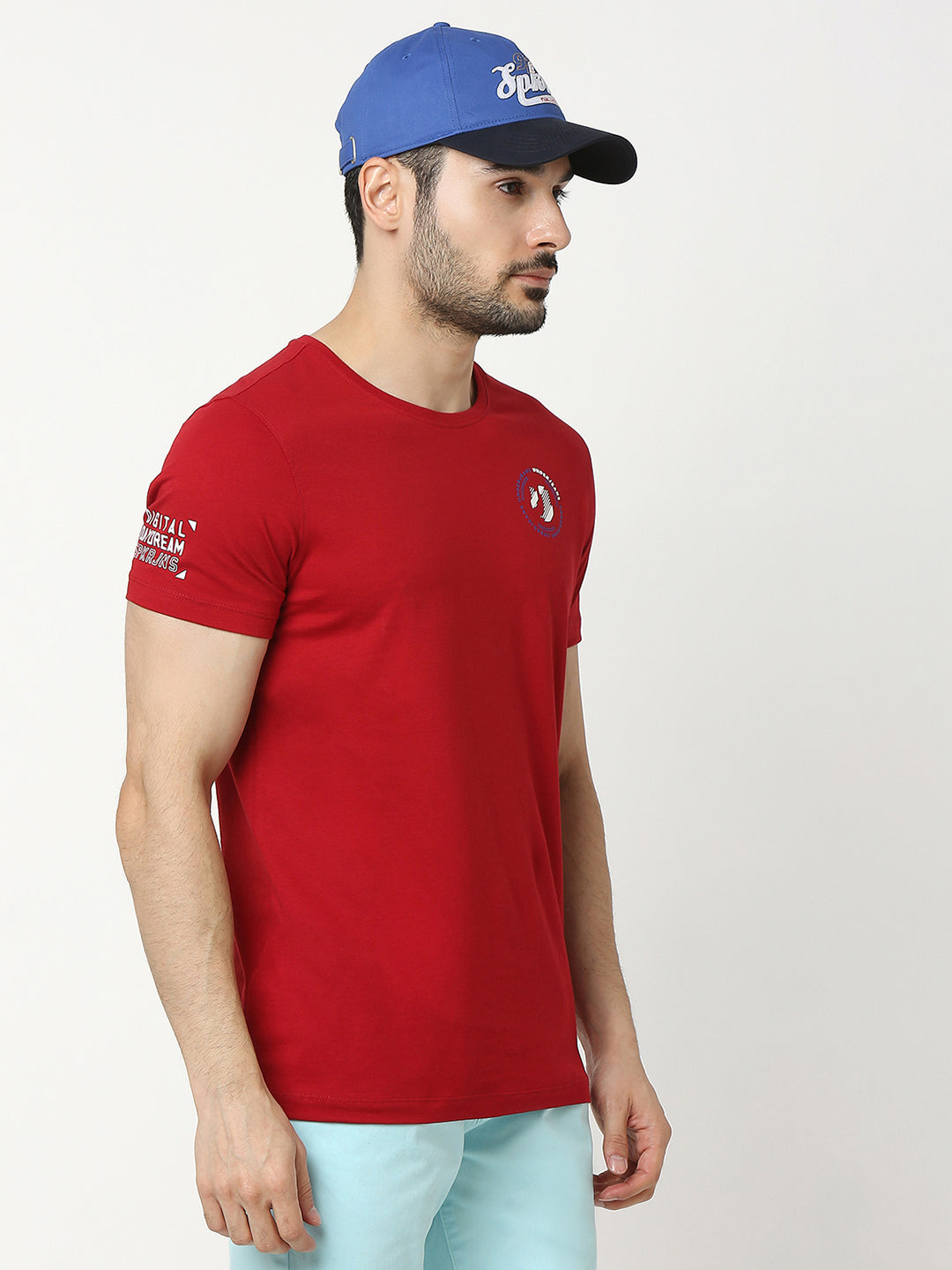 Men Royal Blue Solid Cap