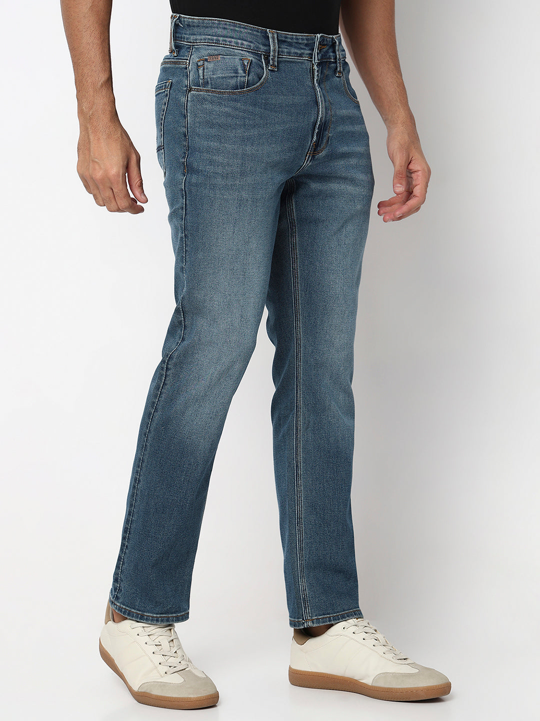 Spykar Mid Blue Mid Rise Comfort Fit Casual Jeans For Men