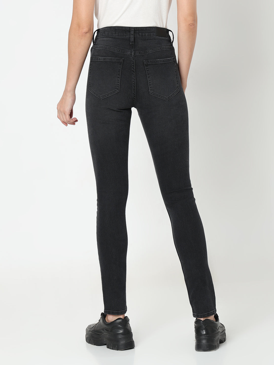 Spykar High Rise Skinny Fit Black Jeans for Women