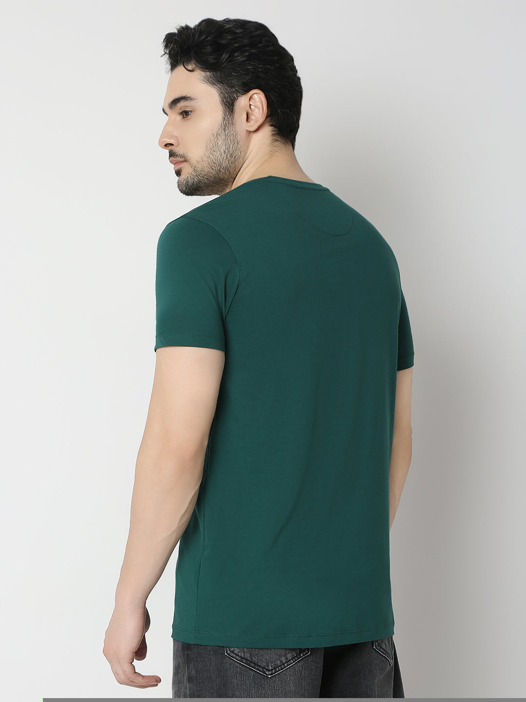 Underjeans by Spykar Men Premium Bottle Green T-Shirt