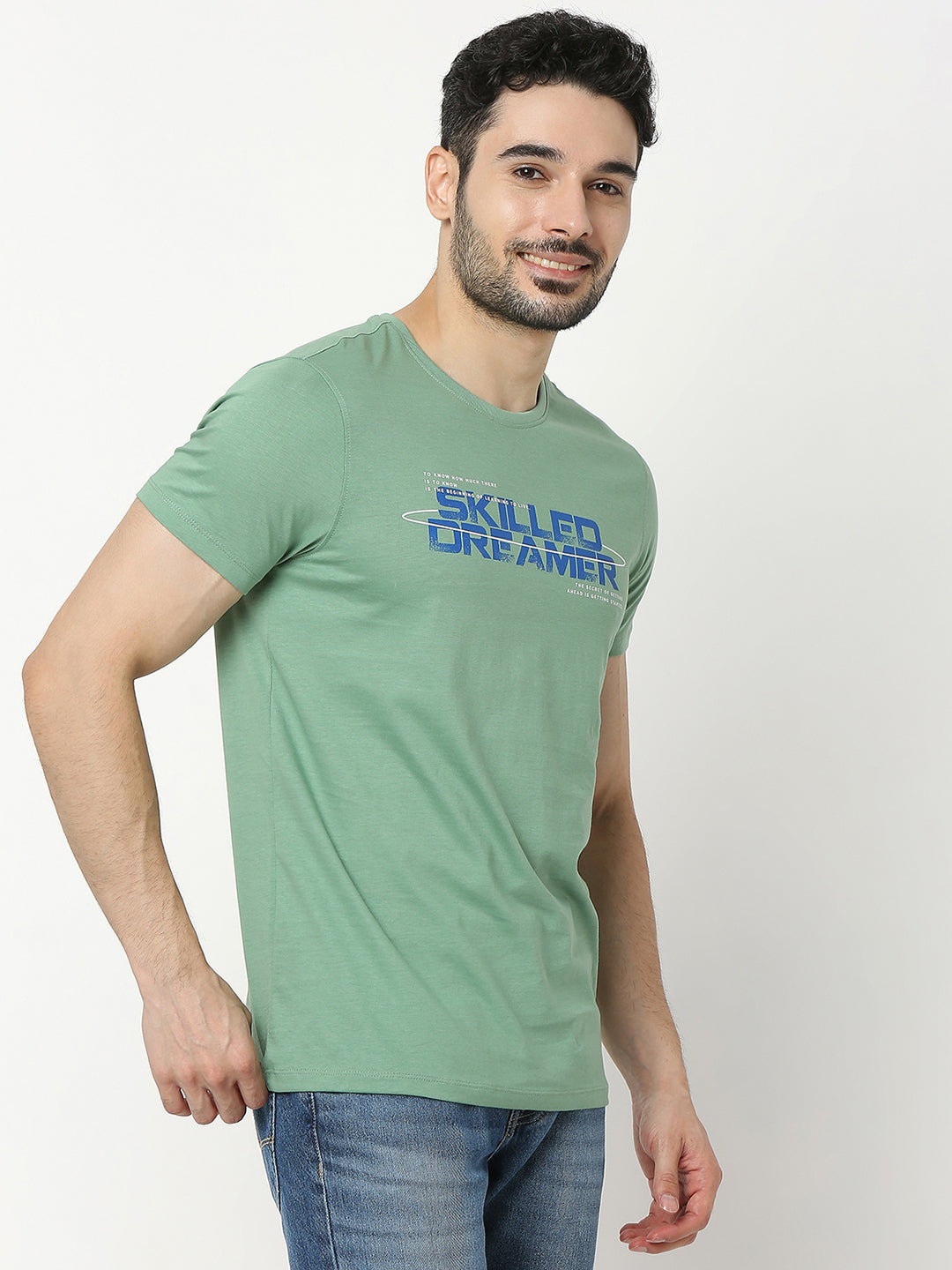 Underjeans by Spykar Men Premium Green T-shirt