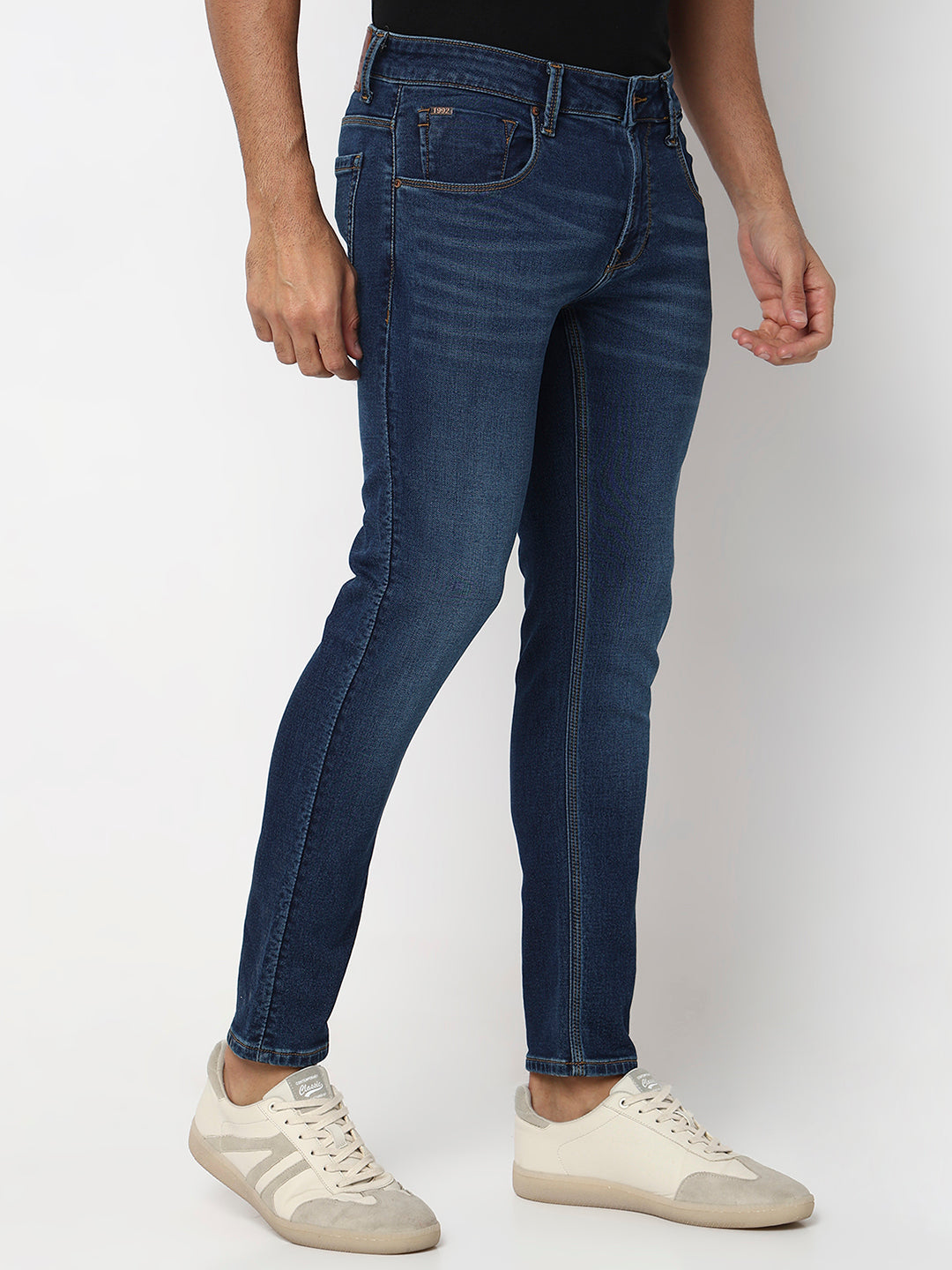 Spykar Dark Blue Low Rise Slim Fit Casual Jeans For Men