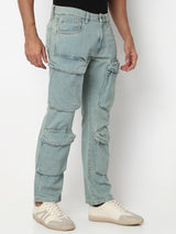 Men Jeans Relaxed Fit Blue Mid Rise