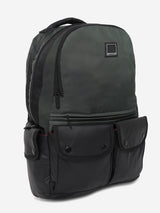 Unisex Black & Olive Polyester Backpack