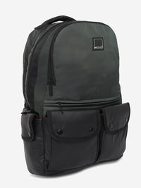 Unisex Black & Olive Polyester Backpack
