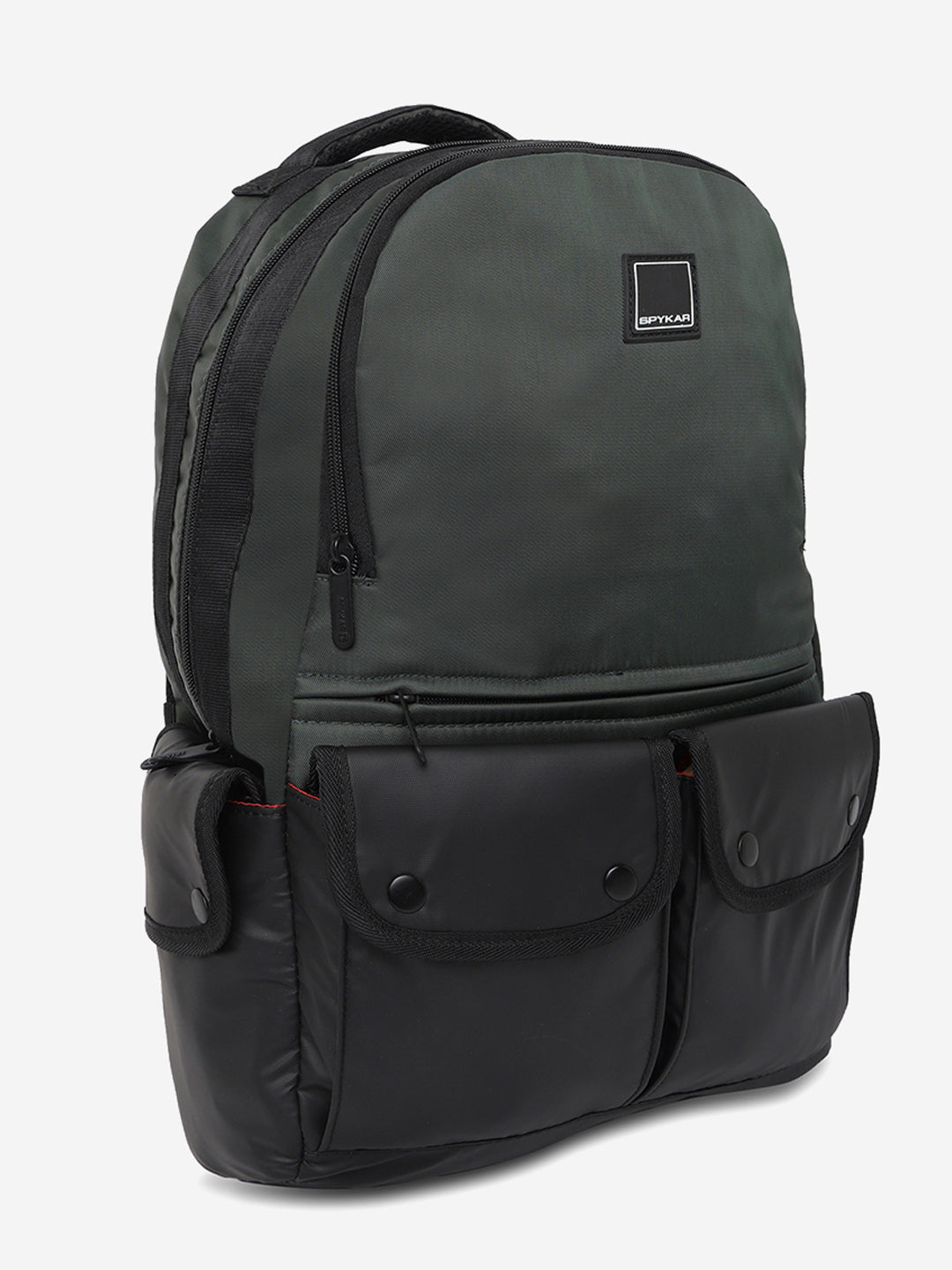 Unisex Black & Olive Polyester Backpack
